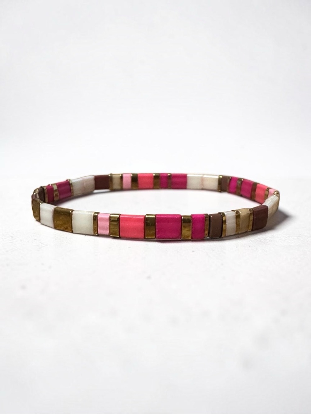 Soft Pink Tila Chiclet Bead Bracelet